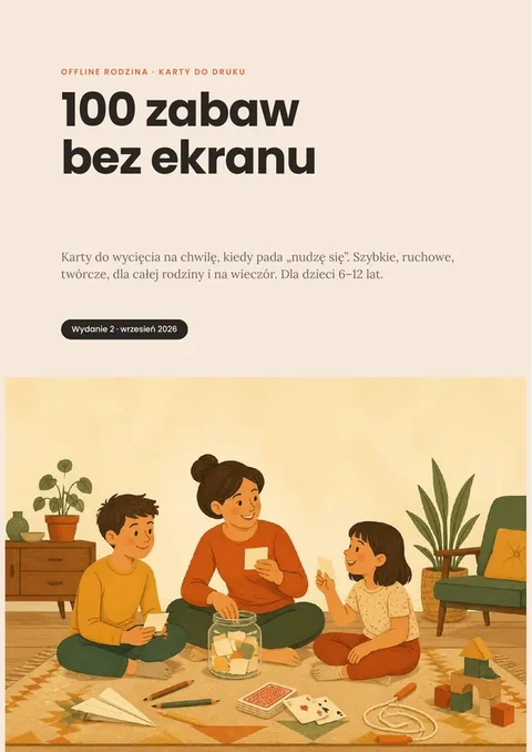 Okładka kart „100 zabaw bez ekranu”